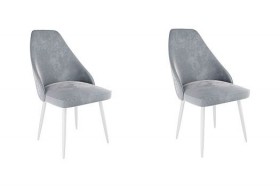Набор стульев Милан 2 шт (серый велюр/белый) в Ленске - lensk.katalogmebeli.com | фото