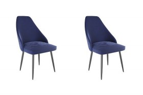 Набор стульев Милан 2 шт (синий велюр/черный) в Ленске - lensk.katalogmebeli.com | фото