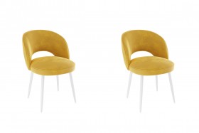 Набор стульев Моли 2 шт (жёлтый велюр/белый) в Ленске - lensk.katalogmebeli.com | фото