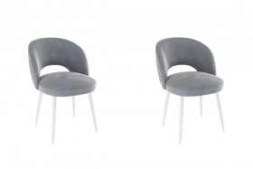 Набор стульев Моли 2 шт (серый велюр/белый) в Ленске - lensk.katalogmebeli.com | фото