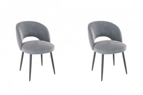 Набор стульев Моли 2 шт (серый велюр/черный) в Ленске - lensk.katalogmebeli.com | фото