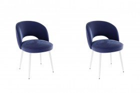 Набор стульев Моли 2 шт (синий велюр/белый) в Ленске - lensk.katalogmebeli.com | фото