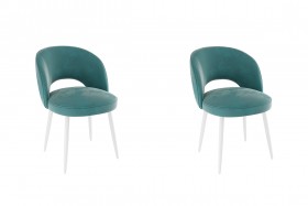 Набор стульев Моли 2 шт (зеленый велюр/белый) в Ленске - lensk.katalogmebeli.com | фото
