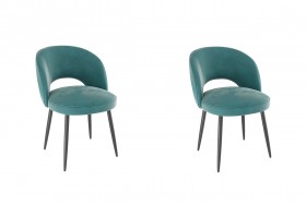 Набор стульев Моли 2 шт (зеленый велюр/черный) в Ленске - lensk.katalogmebeli.com | фото 1