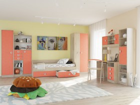 Кровать 2-х ярусная с двумя ящиками Сити 2070 Дуб сонома/Аква в Ленске - lensk.katalogmebeli.com | фото 6