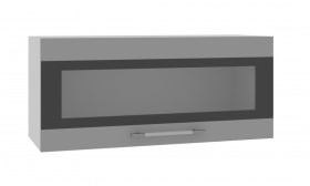Норд ШВГС 800 Шкаф верхний горизонтальный со стеклом (Софт черный/корпус Венге) в Ленске - lensk.katalogmebeli.com | фото