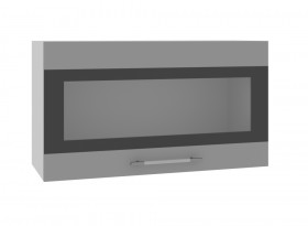 Олива ВПГСФ 800 Шкаф верхний горизонтальный со стеклом с фотопечатью высокий (Снег глянец/корпус Серый) в Ленске - lensk.katalogmebeli.com | фото