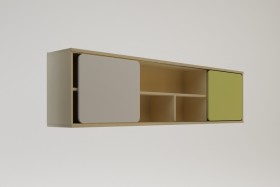 Полка между шкафами 1660 Эппл (Зеленый/Белый/корпус Клен) в Ленске - lensk.katalogmebeli.com | фото 2