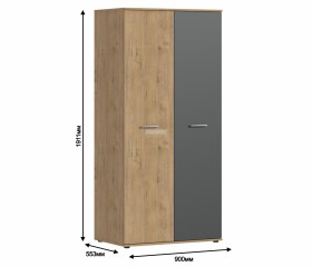 Шкаф 2-х дверный Мамбо СБ-2371 Н (Дуб Бунратти / Диамант серый) в Ленске - lensk.katalogmebeli.com | фото 2