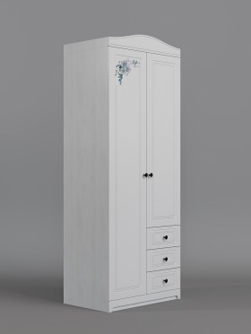 Шкаф 2-х створчатый с ящиками Бэлла (Выбеленное дерево/Белый) в Ленске - lensk.katalogmebeli.com | фото