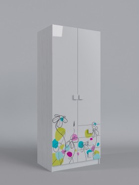 Шкаф 2-х створчатый с ящиками Флёр (Белый/корпус Выбеленное дерево) в Ленске - lensk.katalogmebeli.com | фото 1
