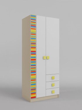 Шкаф 2-х створчатый с ящиками Клаксон без машинок (Белый/корпус Клен) в Ленске - lensk.katalogmebeli.com | фото