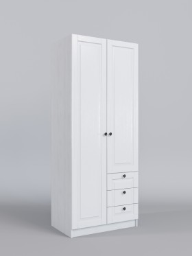 Шкаф 2-х створчатый с ящиками Классика (Белый/корпус Выбеленное дерево) в Ленске - lensk.katalogmebeli.com | фото