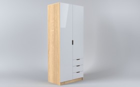 Шкаф 2-х створчатый с ящиками Лофт (Белый/корпус Дуб Сонома) в Ленске - lensk.katalogmebeli.com | фото