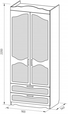Шкаф 2-х створчатый с ящиками серии Иллюзия 33 сиреневый в Ленске - lensk.katalogmebeli.com | фото 2
