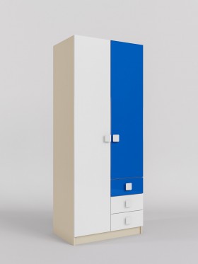 Шкаф 2-х створчатый с ящиками Скай люкс (Синий/Белый/корпус Клен) в Ленске - lensk.katalogmebeli.com | фото 1