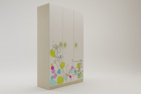 Шкаф 3-х створчатый с ящиками Флёр (Белый/корпус Клен) в Ленске - lensk.katalogmebeli.com | фото 1