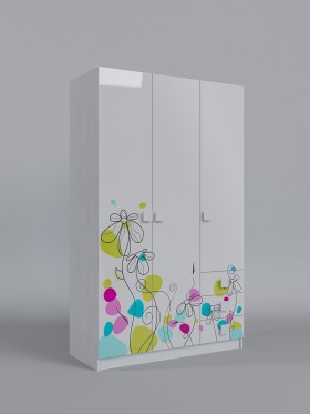 Шкаф 3-х створчатый с ящиками Флёр (Белый/корпус Выбеленное дерево) в Ленске - lensk.katalogmebeli.com | фото