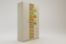 Шкаф 3-х створчатый с ящиками Клаксон (Бежевый/корпус Клен) в Ленске - lensk.katalogmebeli.com | фото 1