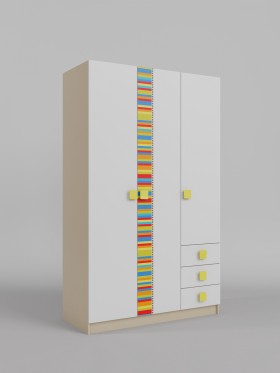Шкаф 3-х створчатый с ящиками Клаксон без машинок (Белый/корпус Клен) в Ленске - lensk.katalogmebeli.com | фото