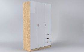 Шкаф 3-х створчатый с ящиками Лофт (Белый/корпус Дуб Сонома) в Ленске - lensk.katalogmebeli.com | фото 1