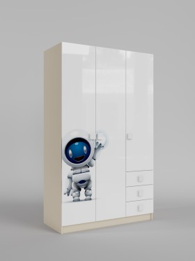 Шкаф 3-х створчатый с ящиками Санни (Белый/корпус Клен) в Ленске - lensk.katalogmebeli.com | фото