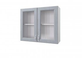 Шкаф 80 с 2-мя витринами Принцесса (Серый/корпус Белый) в Ленске - lensk.katalogmebeli.com | фото