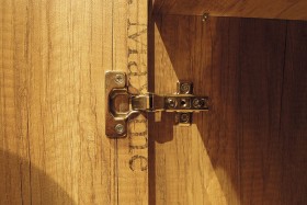 Шкаф для белья «Пилигрим» (Дуб Каньон светлый, Фон серый) в Ленске - lensk.katalogmebeli.com | фото 6