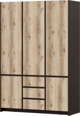 Модульная система "Прага" Шкаф для одежды трехстворчатый Дуб Венге/Дуб Делано в Ленске - lensk.katalogmebeli.com | фото