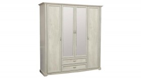 Шкаф для одежды "Сохо" (бетон пайн белый/2 ящика/зеркало) в Ленске - lensk.katalogmebeli.com | фото 1