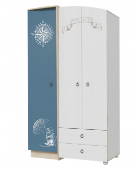 Шкаф для одежды Бриз 1200 Дуб ривьера/ Рамух белый/синий в Ленске - lensk.katalogmebeli.com | фото 1