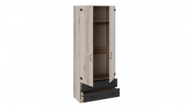 Шкаф для одежды комбинированный «Окланд» (Фон Черный/Дуб Делано) в Ленске - lensk.katalogmebeli.com | фото 2