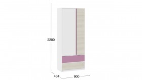 Шкаф для одежды комбинированный «Сканди» Дуб Гарден/Белый/Лиловый в Ленске - lensk.katalogmebeli.com | фото 5