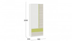Шкаф для одежды комбинированный «Сканди» Дуб Гарден/Белый/Зеленый в Ленске - lensk.katalogmebeli.com | фото 5