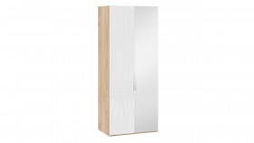Шкаф для одежды с 1 глухой и 1 зеркальной дверями правый «Эмбер» Яблоня Беллуно/Белый глянец в Ленске - lensk.katalogmebeli.com | фото