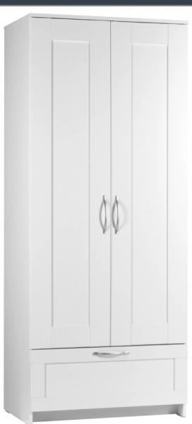 Шкаф двухдверный Сириус с 1 ящиком белый в Ленске - lensk.katalogmebeli.com | фото 1