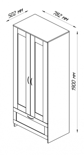 Шкаф двухдверный Сириус с 1 ящиком белый в Ленске - lensk.katalogmebeli.com | фото 2