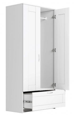 Шкаф двухдверный Сириус с 1 ящиком белый в Ленске - lensk.katalogmebeli.com | фото 3