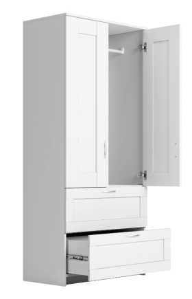 Шкаф двухдверный Сириус с 2 ящиками белый в Ленске - lensk.katalogmebeli.com | фото 2