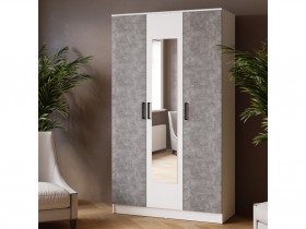 Шкаф комбинированный Ларс (1,2) с зеркалом белый/ателье светлое в Ленске - lensk.katalogmebeli.com | фото 3