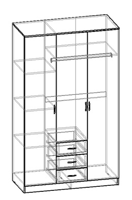 Шкаф 3-х створчатый комбинир с зеркалом Светлана (Венге/Дуб молочный) в Ленске - lensk.katalogmebeli.com | фото 3