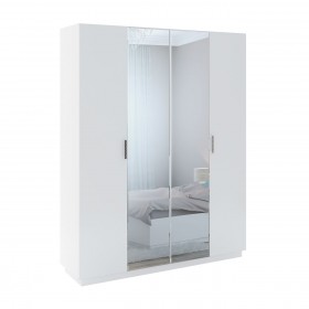 Шкаф с зер. 4 двери М22 Спальня Тиффани (белый текстурный) в Ленске - lensk.katalogmebeli.com | фото