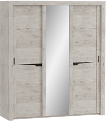 Шкаф трехдверный Соренто с раздвижными дверями Дуб бонифаций/Кофе структурный матовый в Ленске - lensk.katalogmebeli.com | фото