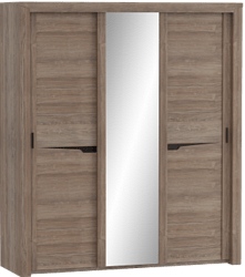Шкаф трехдверный Соренто с раздвижными дверями Дуб стирлинг/Кофе структурный матовый в Ленске - lensk.katalogmebeli.com | фото 1