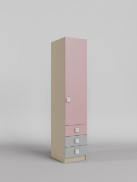 Шкаф угловой (секция с ящиками) Грэйси (Розовый/Серый/корпус Клен) в Ленске - lensk.katalogmebeli.com | фото 1