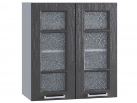 Шкаф верхний со стеклом 600, ШВС 600 (Клен серый/корпус белый) в Ленске - lensk.katalogmebeli.com | фото