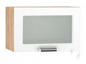 Шкаф верхний со стеклом Прага ШВГС 500 (Белое дерево/корпус дуб крафт золотой) в Ленске - lensk.katalogmebeli.com | фото