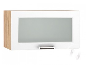 Шкаф верхний со стеклом Прага ШВГС 600 (Белое дерево/корпус дуб крафт золотой) в Ленске - lensk.katalogmebeli.com | фото