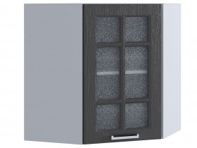 Шкаф верхний угловой со стеклом 590, ШВУС 590 (Клен серый/корпус белый) в Ленске - lensk.katalogmebeli.com | фото