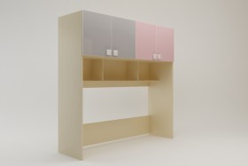 Система хранения над кроватью Грэйси (Розовый/Серый/корпус Клен) в Ленске - lensk.katalogmebeli.com | фото 2